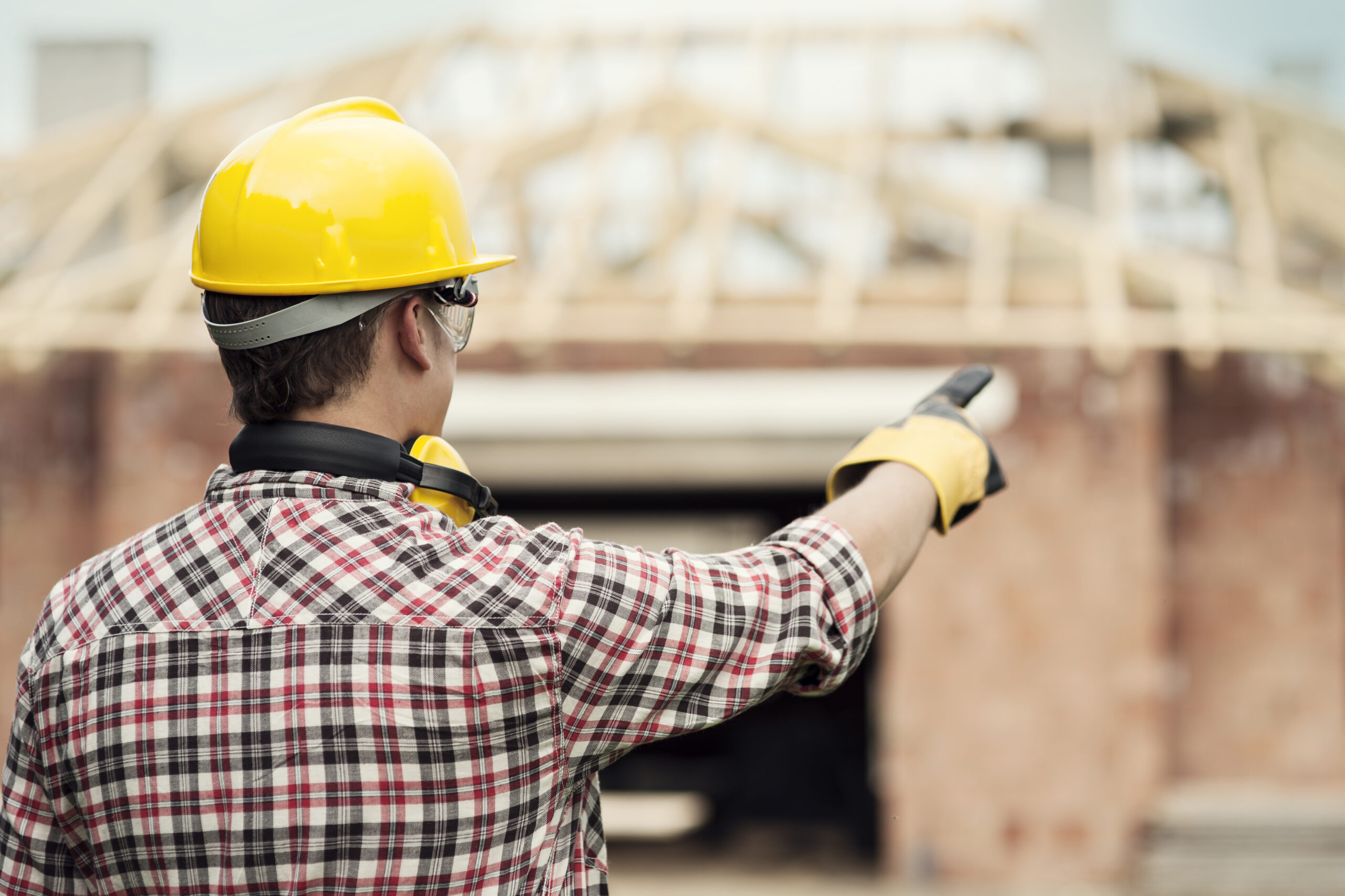 Construction Worker Pointing Something Scaled